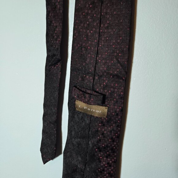 J. Ferrar SILK Tie Necktie Black & Maroon 51093 - Picture 7 of 8